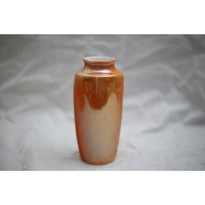 Lusterware Orange Vase Vintage High Shoulder Stoneware Antique Pottery Germany